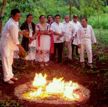Mayan Fire Ritual at Hacienda Chichen, Chichen Itza, Yucatan, Mexico