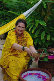 Senior Mayan Holistic Healer Beatriz Correa at Yaxkin Spa Mayan Botanica  Garden