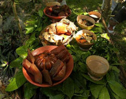 Mayan Offerings during U Janal Pixan Ceremony  for the Day of the Dead